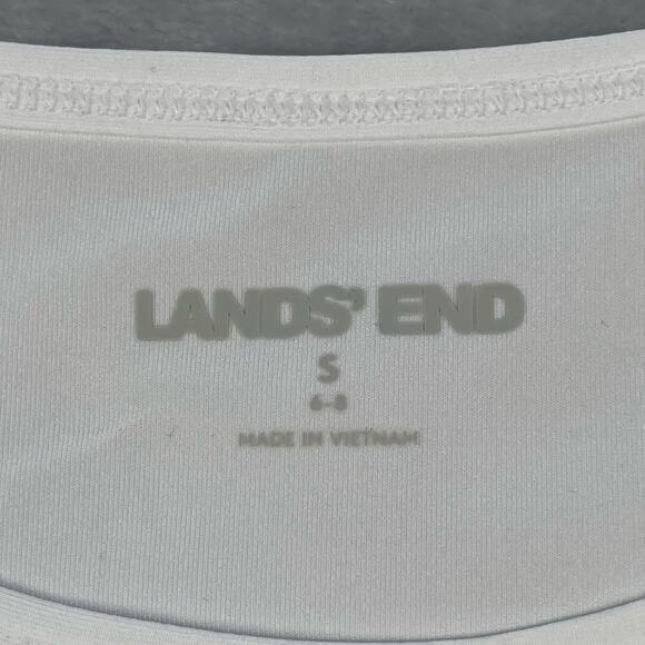 Lands End Swim Top Womens Small 6-8 White Tie Front Short Sleeve Blouson UPF 50 - Picture 8 of 15